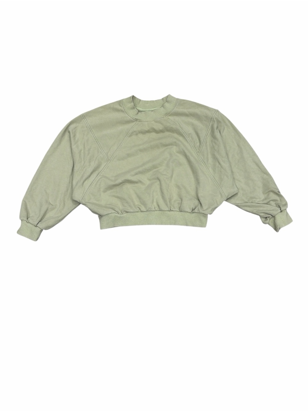 ALLFENIX Sage Green Cropped Pullover Crewneck Sweatshirt